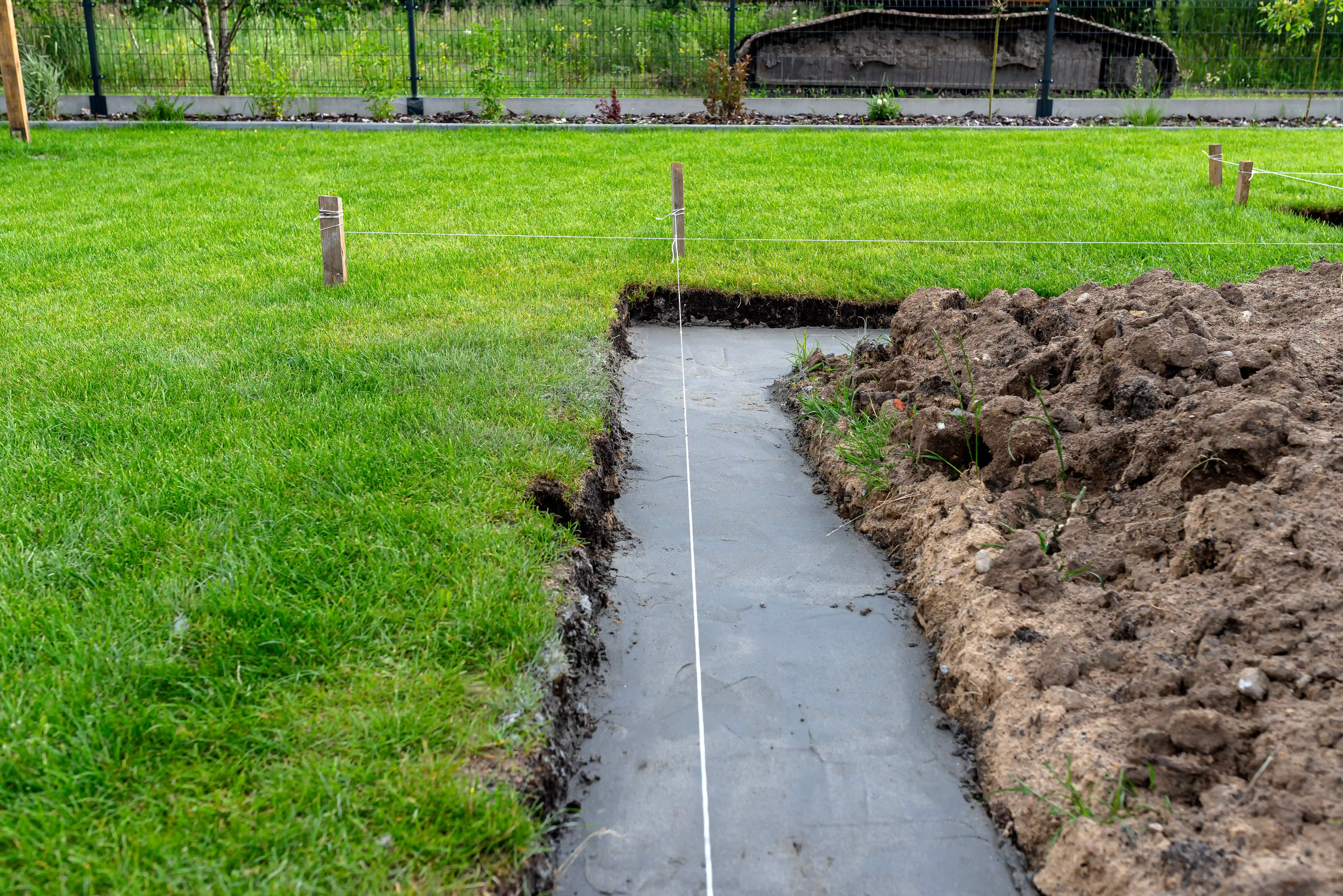 Yard drainage ditch and foundation work in Pennsylvania